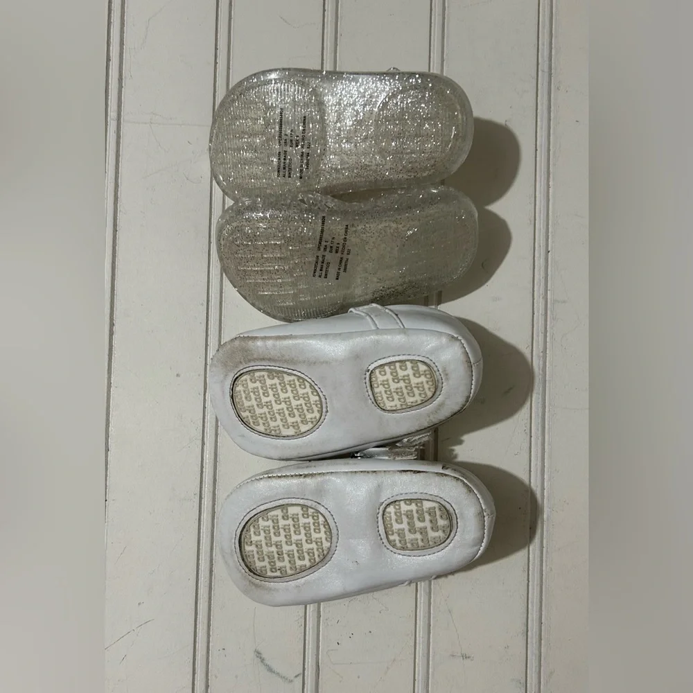 Baby Girl Shoes Size 2 White and Glitter Kids Set Spring Summer Casual Play Cute